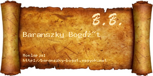 Baranszky Bogát névjegykártya